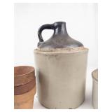 Terracotta Pots, Crock & Stoneware Jug Mixed Lot of 5