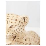 Chalkware Leopard, Fruit Basket Plaque & Wooden Candlestick Mixed Lot