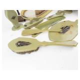 Vintage Art Deco Green Bakelite Vanity Set Mixed Lot