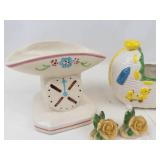 Vintage Ceramic Planter Mixed Lot - Baby Scale, Cradle, Pitcher & Roses