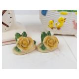 Vintage Ceramic Planter Mixed Lot - Baby Scale, Cradle, Pitcher & Roses