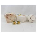 Vintage Ceramic Planter Mixed Lot - Baby Scale, Cradle, Pitcher & Roses