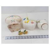 Vintage Ceramic Planter Mixed Lot - Baby Scale, Cradle, Pitcher & Roses