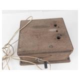Antique Telephone Magneto Generator Wooden Box - As-Is