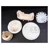 Clarice Cliff Tonquin Cracker Cradle, Milk Glass & Thorens Music Box Mixed Lot