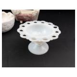 Clarice Cliff Tonquin Cracker Cradle, Milk Glass & Thorens Music Box Mixed Lot