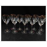 Clear Stemmed Goblets With Gold Rims (Lot of 10)