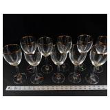 Clear Stemmed Goblets With Gold Rims (Lot of 10)