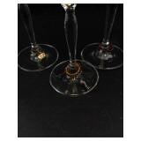 Clear Stemmed Goblets With Gold Rims (Lot of 10)