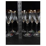 Clear Stemmed Goblets With Gold Rims (Lot of 10)