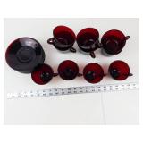 Vintage Anchor Hocking Royal Ruby Red Footed Teacup & Saucer Set (18 Piece)