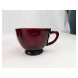 Vintage Anchor Hocking Royal Ruby Red Footed Teacup & Saucer Set (18 Piece)