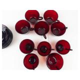 Vintage Anchor Hocking Royal Ruby Red Footed Teacup & Saucer Set (18 Piece)