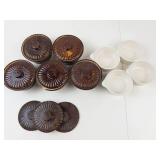 Brush Stoneware Lidded Crocks & Red Wing Custard Ramekins (Lot of 9)