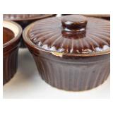 Brush Stoneware Lidded Crocks & Red Wing Custard Ramekins (Lot of 9)