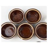 Brush Stoneware Lidded Crocks & Red Wing Custard Ramekins (Lot of 9)