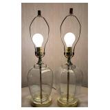 O - Pair of Glass Base Table Lamps