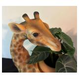 O - Giraffe Planters With Faux Greenery (Lot of 2)