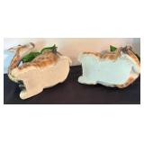 O - Giraffe Planters With Faux Greenery (Lot of 2)