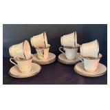 O - Lenox Solitaire China Cups, Saucers, Sugar Bowl & Creamer