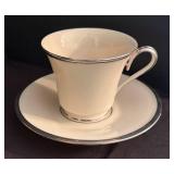 O - Lenox Solitaire China Cups, Saucers, Sugar Bowl & Creamer