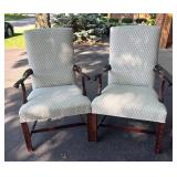 G - Vintage Chippendale-style Mahogany Armchairs (Lot of 2)