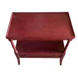 G - Vintage Red Toned Accent Table With Drawer
