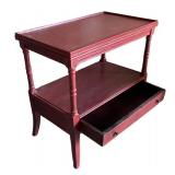 G - Vintage Red Toned Accent Table With Drawer