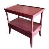 G - Vintage Red Toned Accent Table With Drawer