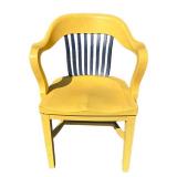 G - Vintage Yellow & Navy Blue Wooden Banker's Chair