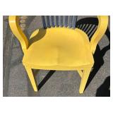 G - Vintage Yellow & Navy Blue Wooden Banker's Chair