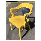 G - Vintage Yellow & Navy Blue Wooden Banker's Chair