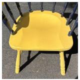 G - Vintage Yellow & Navy Blue Wooden Armchair