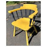 G - Vintage Yellow & Navy Blue Wooden Armchair