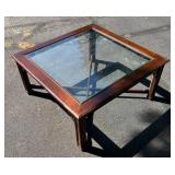 G - Vintage Chinese Chippendale Glass Top Coffee Table
