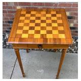 G - Vintage Walnut Games Table With Marquetry Inlay & Drawer