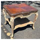 G - Vintage Louis XV Style Side Table Burl Wood Marquetry