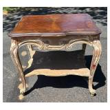 G - Vintage Louis XV Style Side Table Burl Wood Marquetry