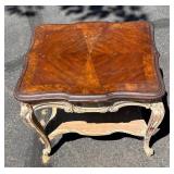 G - Vintage Louis XV Style Side Table Burl Wood Marquetry