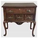 Vintage Queen Anne Style Wood 3-Drawer Lowboy Chest