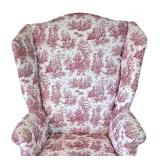 DR - Upholstered Wingback Chair With Wooden Base
