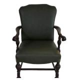 LL-FR - Vintage Wood Frame Chair Olive Green Faux Leather