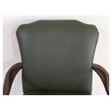 LL-FR - Vintage Wood Frame Chair Olive Green Faux Leather