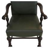 LL-FR - Vintage Wood Frame Chair Olive Green Faux Leather