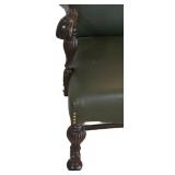 LL-FR - Vintage Wood Frame Chair Olive Green Faux Leather