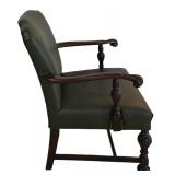 LL-FR - Vintage Wood Frame Chair Olive Green Faux Leather