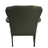 LL-FR - Vintage Wood Frame Chair Olive Green Faux Leather