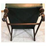 LL-FR - Vintage Wood Frame Chair Olive Green Faux Leather