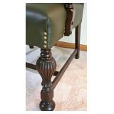 LL-FR - Vintage Wood Frame Chair Olive Green Faux Leather