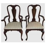 LL-FR - Pair of Vintage Captain's Dining Chairs With Ivory Upholstery